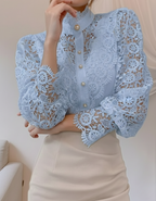 Women’s Lace Long Sleeve Button-Front Blouse
