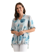Women’s Leaf Print Short Sleeve Ruffle Top