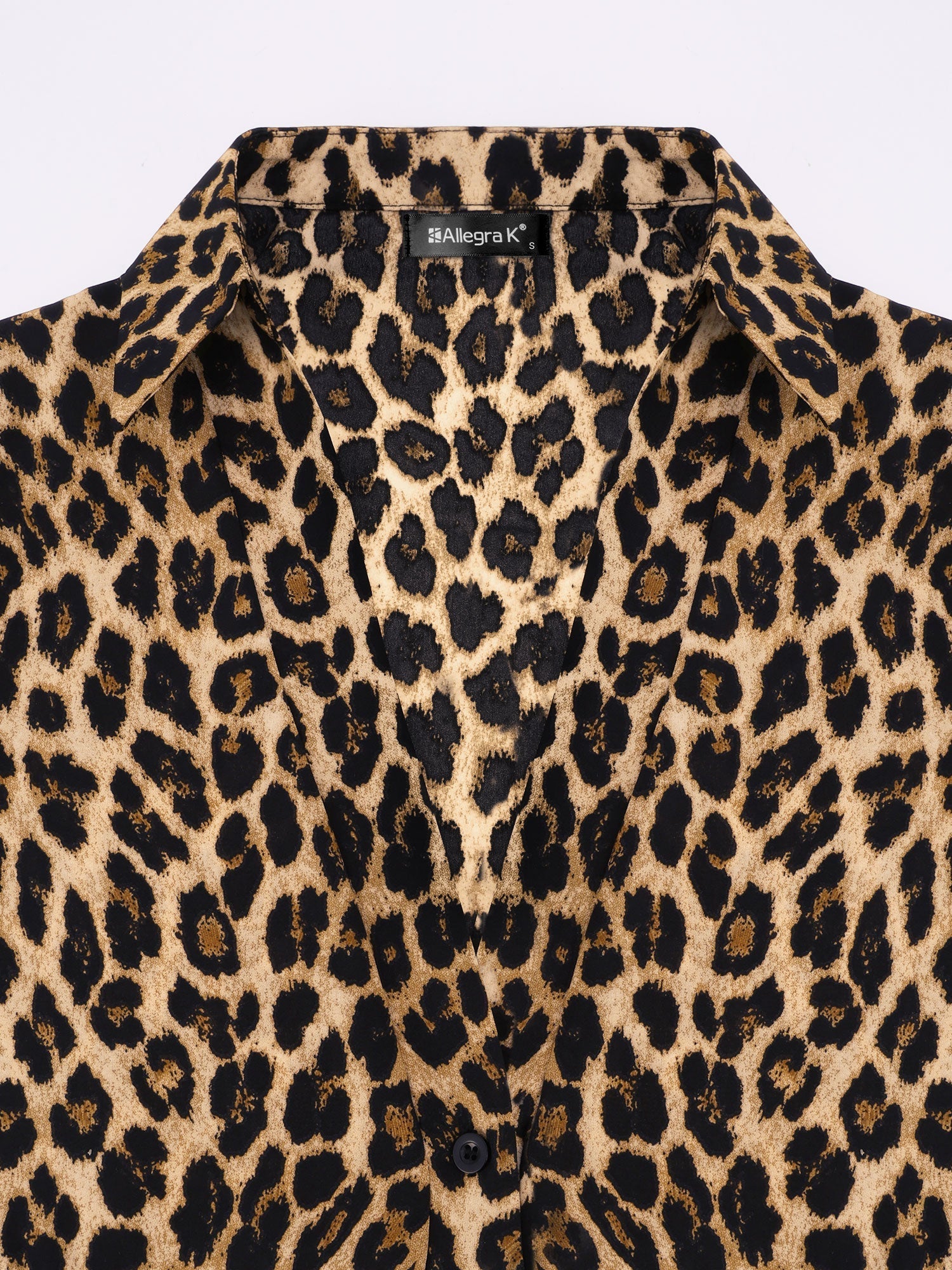 Women’s Long Sleeve Tie Waist Wrap Blouse Leopard Print