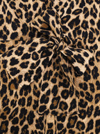 Women’s Long Sleeve Tie Waist Wrap Blouse Leopard Print