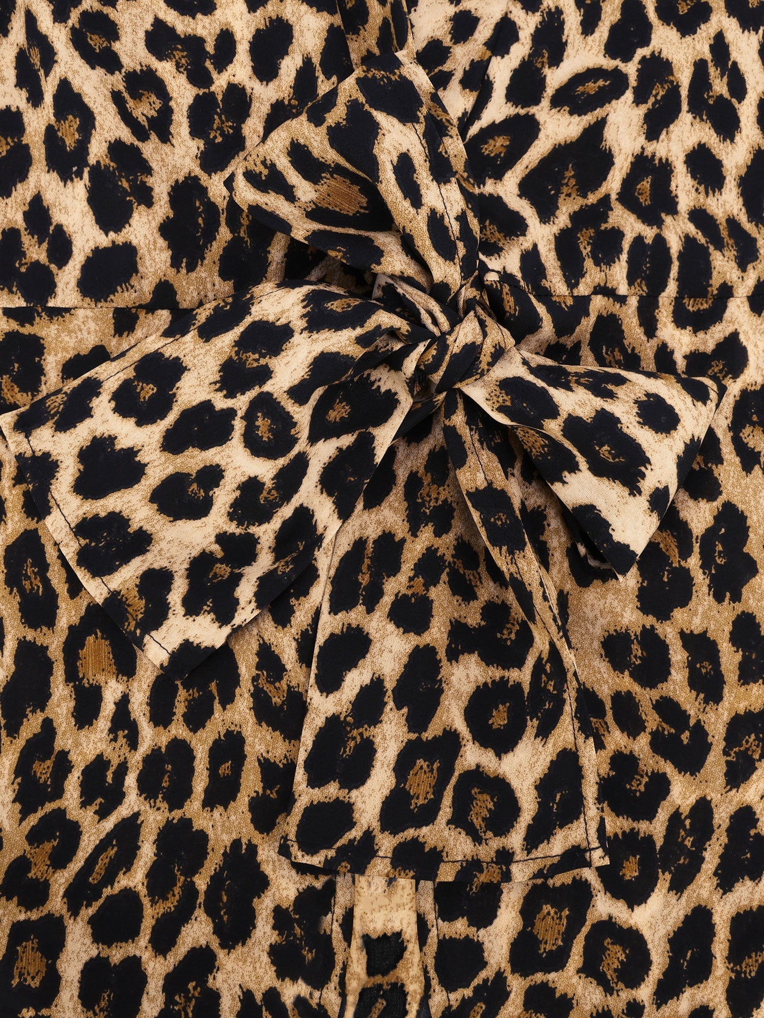 Women’s Long Sleeve Tie Waist Wrap Blouse Leopard Print