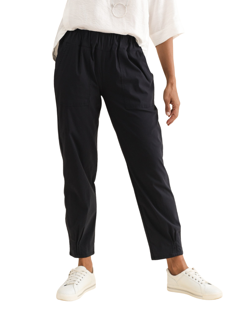 Women’s Navy Elastic Waist Straight Leg Pants