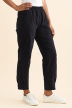 Women’s Navy Elastic Waist Straight Leg Pants
