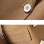 Women’s Notch Lapel Blazer with Single Button Closure and Flap Pockets