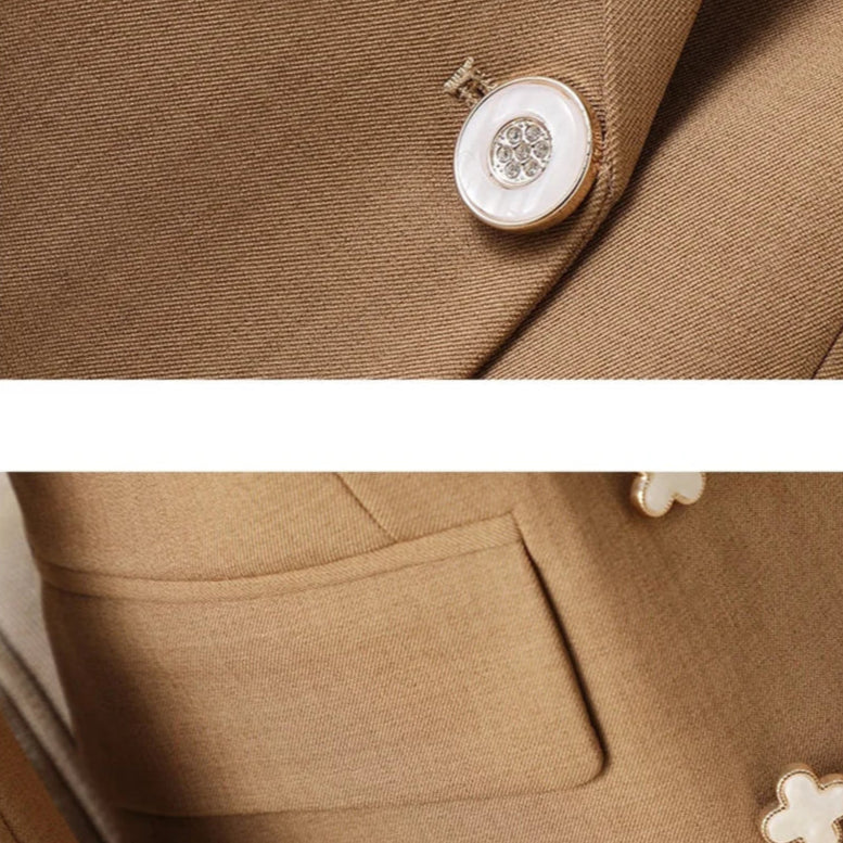 Women’s Notch Lapel Blazer with Single Button Closure and Flap Pockets
