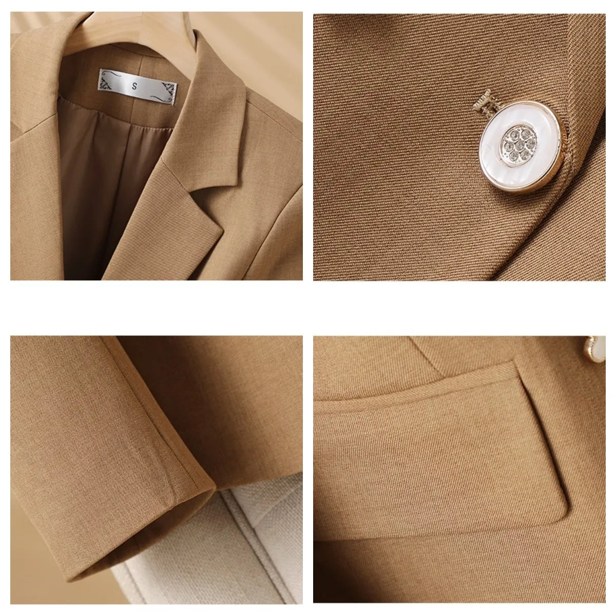 Women’s Notch Lapel Blazer with Single Button Closure and Flap Pockets