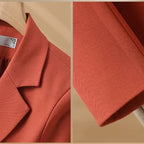 Women’s Notch Lapel Blazer with Single Button Closure and Flap Pockets