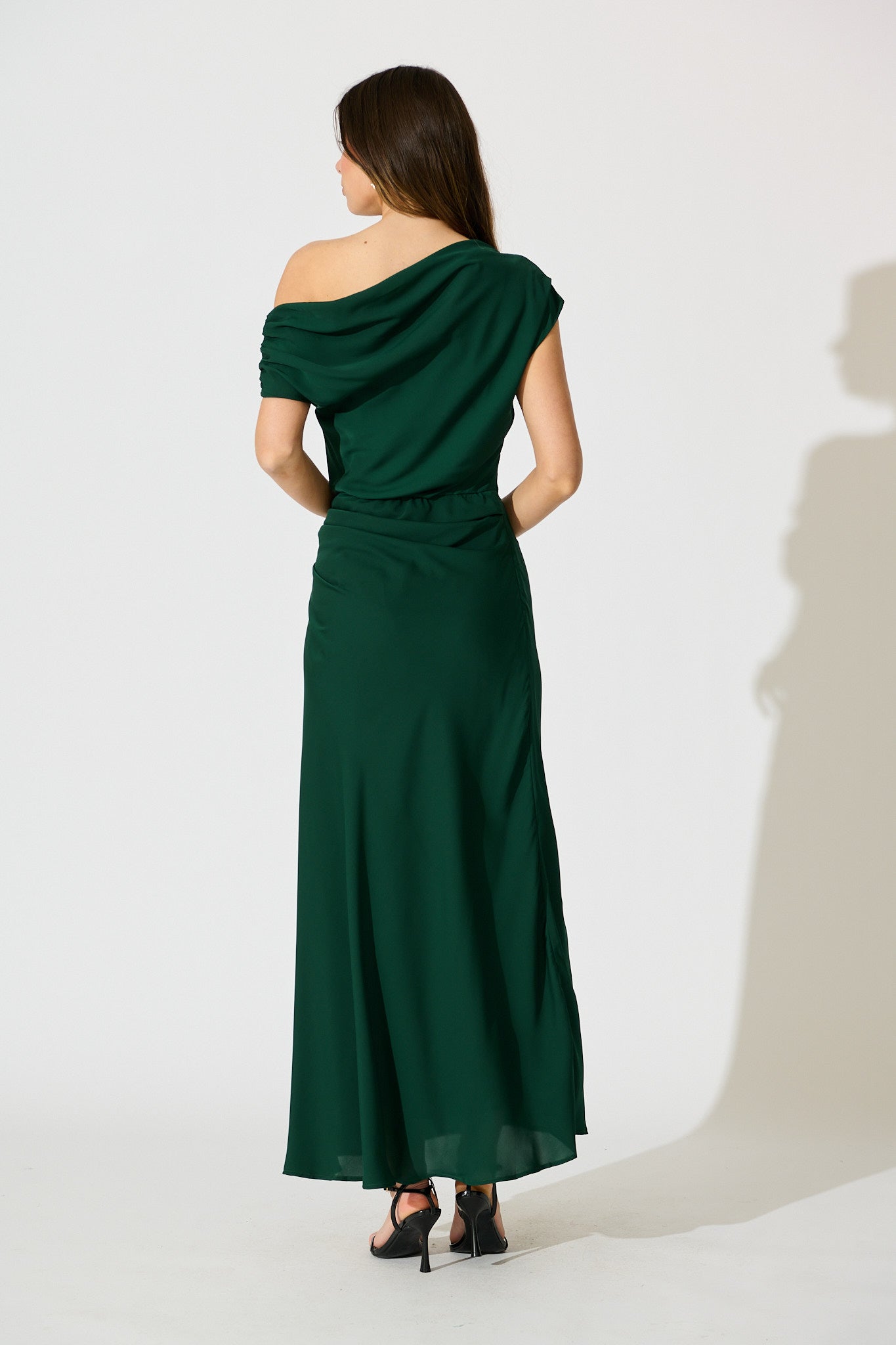 Women’s Draped One Shoulder Gathered Maxi Dress
