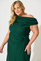 Women’s Draped One Shoulder Gathered Maxi Dress