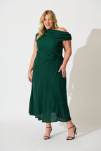 Women’s Draped One Shoulder Gathered Maxi Dress
