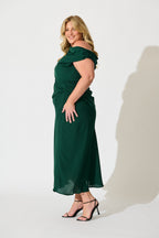 Women’s Draped One Shoulder Gathered Maxi Dress