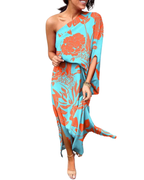 Women’s One-Shoulder Floral Maxi Dress with Side Slit