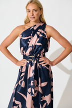 Women’s One Shoulder Printed Midi Dress