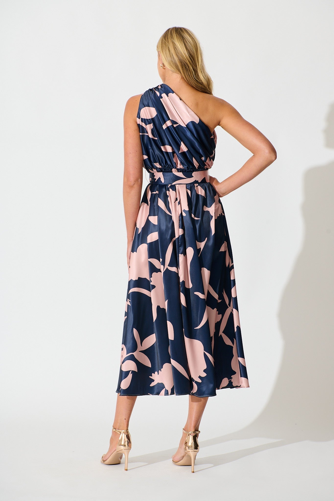 Women’s One Shoulder Printed Midi Dress