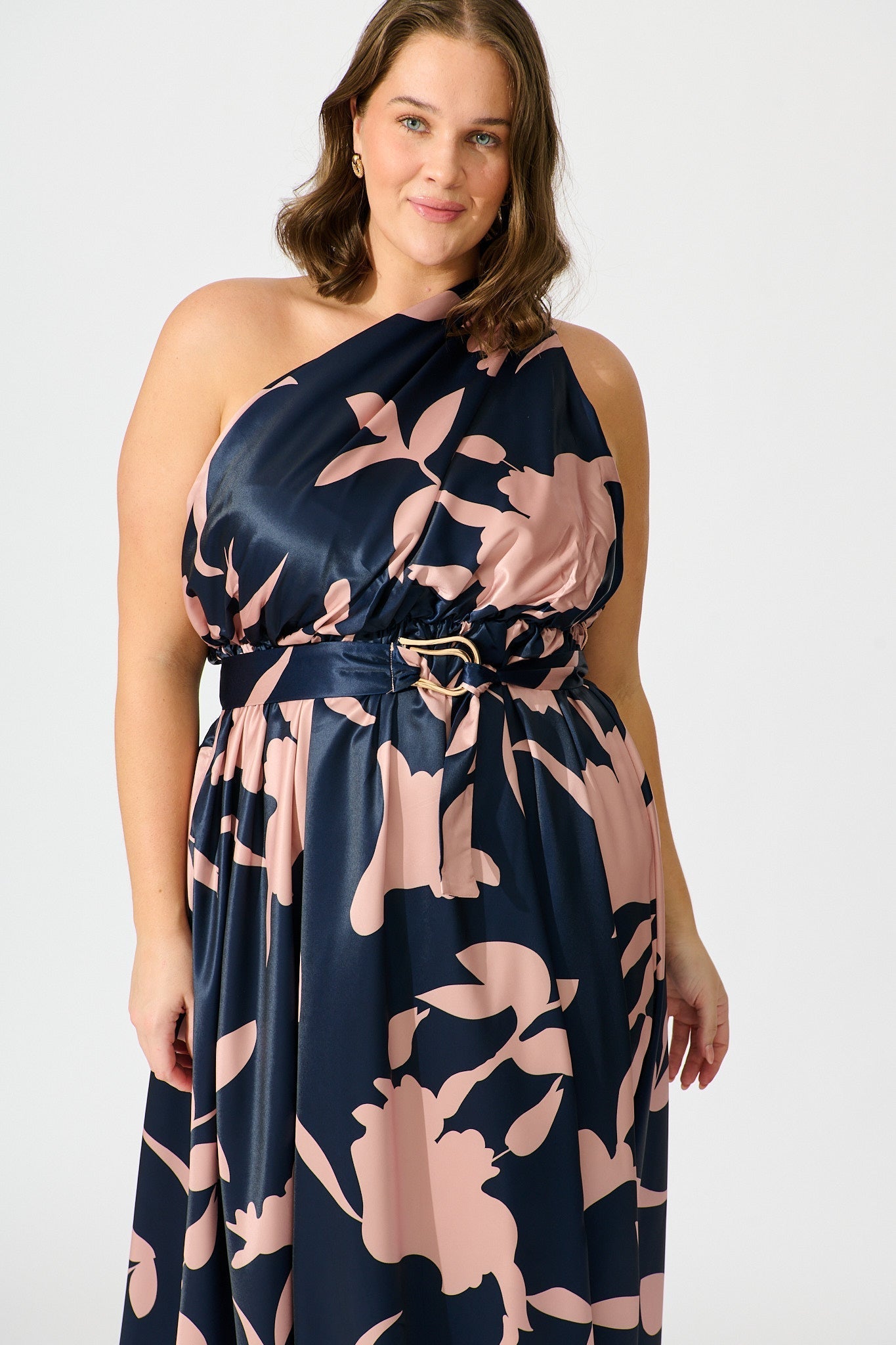 Women’s One Shoulder Printed Midi Dress