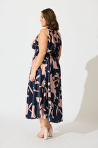 Women’s One Shoulder Printed Midi Dress