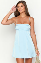 Women’s Pleated Bust Spaghetti Strap Mini Dress