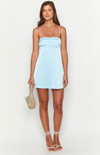 Women’s Pleated Bust Spaghetti Strap Mini Dress
