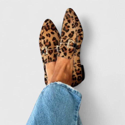 Women’s Pointed Toe Slip-On Loafers with Metal Bar Detail