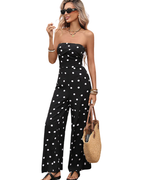 Women’s Polka Dot Strapless Wide Leg Jumpsuit