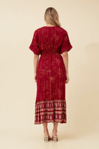 Women’s Printed Midi Dress with V-Neckline