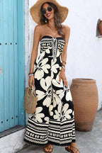 Women’s Printed Strapless Wide Leg Jumpsuit