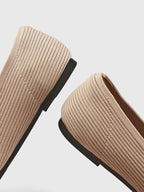 Women’s Square Toe Strap Flats with Ribbed Upper