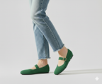 Women’s Square Toe Strap Flats with Ribbed Upper