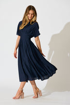 Women’s Round Neck Short Sleeve Maxi Dress