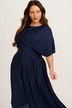 Women’s Round Neck Short Sleeve Maxi Dress