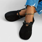 Women’s Rounded Toe Slip-On Flats with Rope Strap Detail