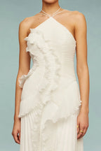 Women’s Ruffled Halter Neck Maxi Dress