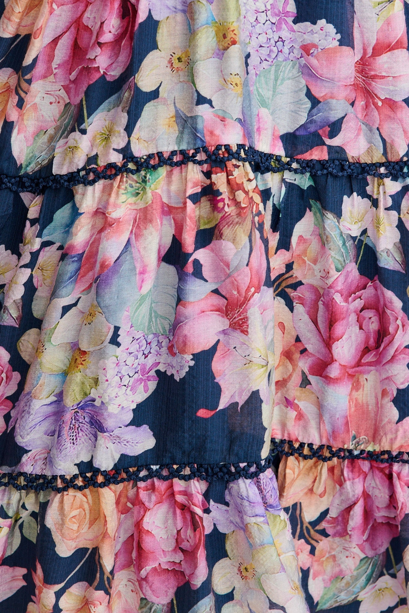 Women's Tiered Floral Mini Dress with Sheer Sleeves