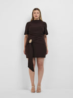 Women’s Short Sleeve Draped Front Mini Dress
