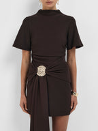 Women’s Short Sleeve Draped Front Mini Dress
