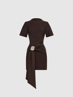 Women’s Short Sleeve Draped Front Mini Dress