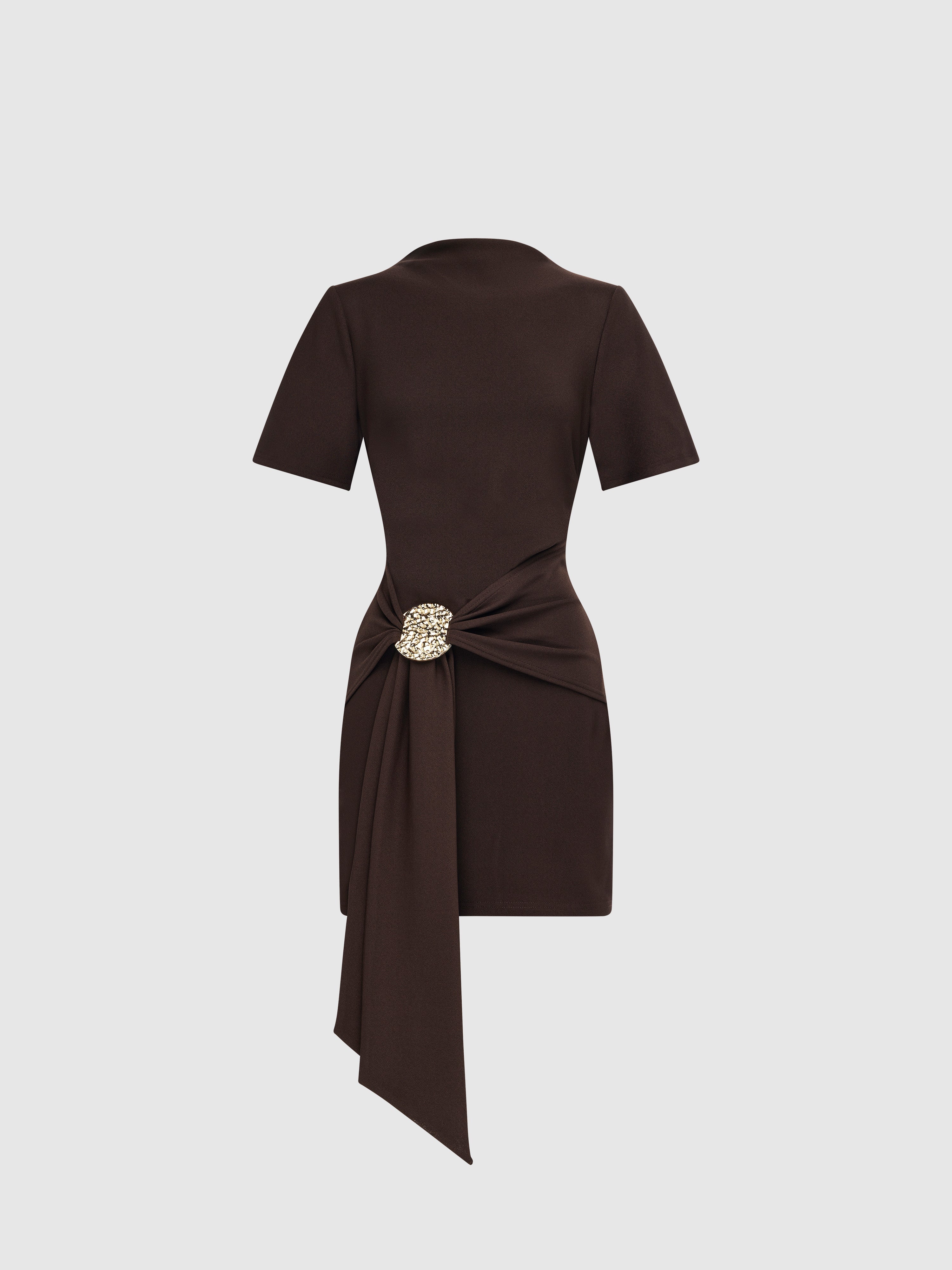 Women’s Short Sleeve Draped Front Mini Dress