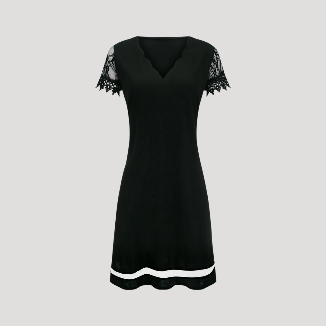 Women’s Short Sleeve V-Neck Mini Dress with Sleeves