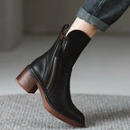 Women’s Side Zip Ankle Boots with Tassel Pull and Block Heel