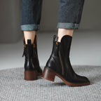 Women’s Side Zip Ankle Boots with Tassel Pull and Block Heel