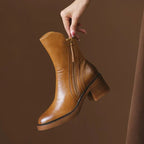 Women’s Side Zip Ankle Boots with Tassel Pull and Block Heel