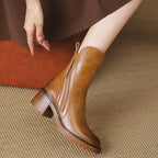 Women’s Side Zip Ankle Boots with Tassel Pull and Block Heel