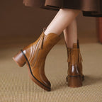 Women’s Side Zip Ankle Boots with Tassel Pull and Block Heel