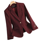 Women’s Single-Button Blazer with Notch Lapel and Flap Pockets