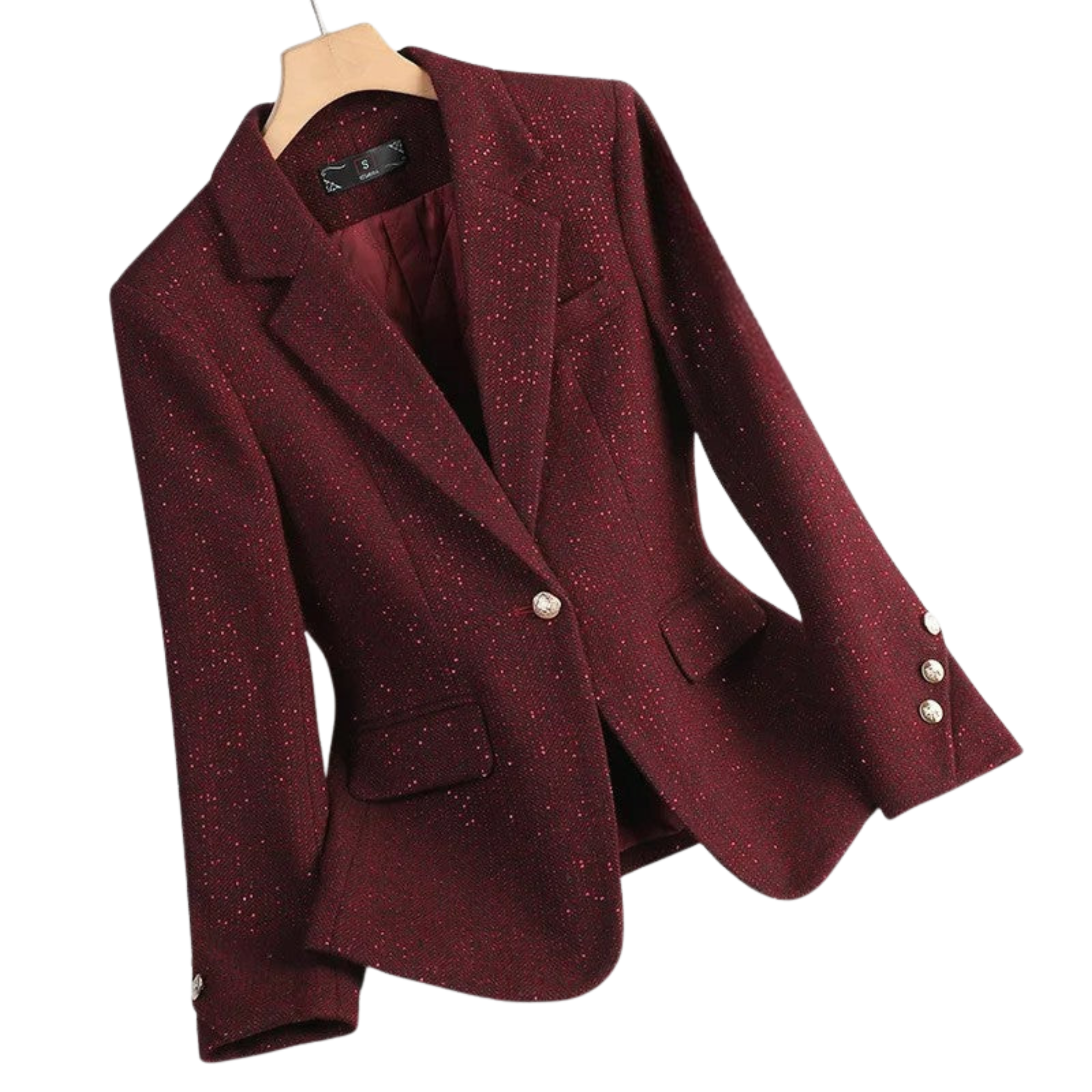 Women’s Single-Button Blazer with Notch Lapel and Flap Pockets