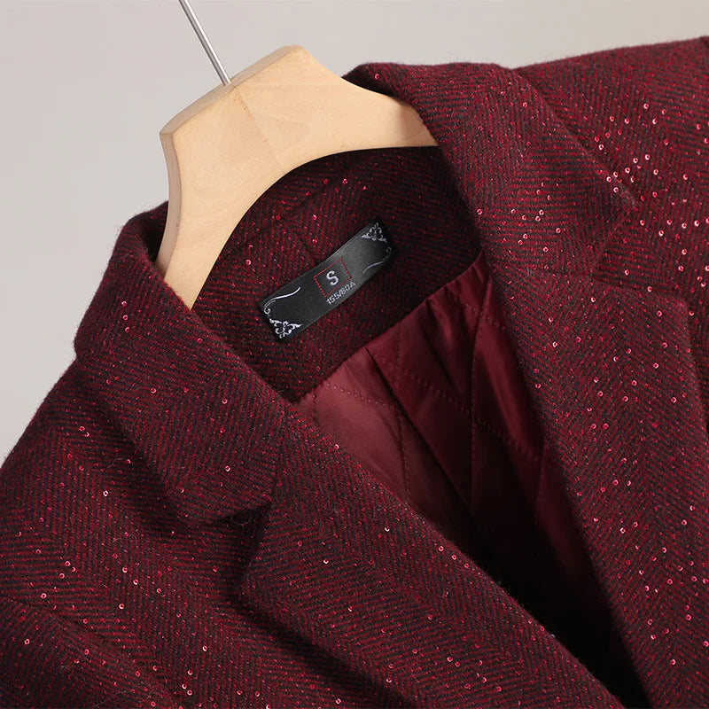 Women’s Single-Button Blazer with Notch Lapel and Flap Pockets