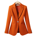 Women’s Single-Button Blazer with Notch Lapel and Front Welt Pockets