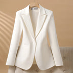 Women’s Single-Button Blazer with Notch Lapel and Front Welt Pockets