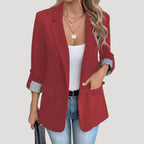 Women’s Single-Button Long Sleeve Fitted Blazer