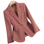 Women’s Single-Button Textured Blazer with Notch Lapel, Chest Welt Pocket and Flap Pockets